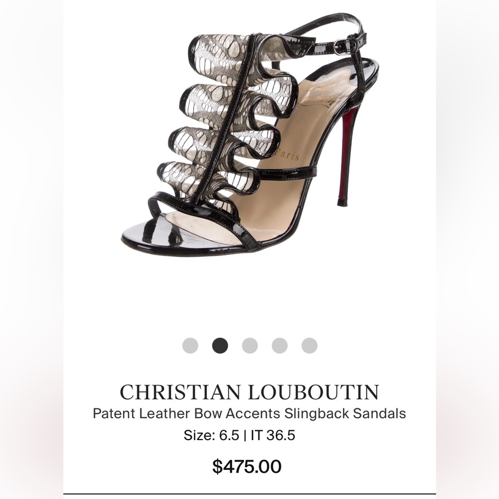 Christian Louboutin Patent Leather Bow Accents Slingback Sandals 36.5 Authentic